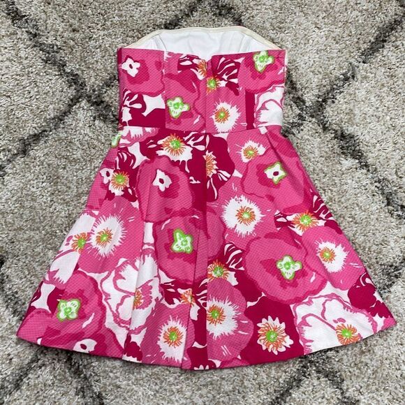 Lilly Pulitzer Pink Floral First Impressions Strapless Dress Size 0 NWOT - Picture 3 of 6
